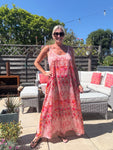 Melina Coral Strappy Contrast Back Maxi Dress