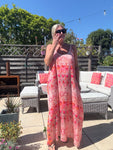 Melina Coral Strappy Contrast Back Maxi Dress