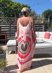 Melina Coral Strappy Contrast Back Maxi Dress