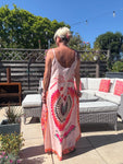 Melina Coral Strappy Contrast Back Maxi Dress