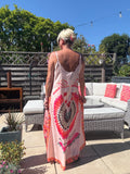 Melina Coral Strappy Contrast Back Maxi Dress