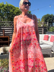 Melina Coral Strappy Contrast Back Maxi Dress
