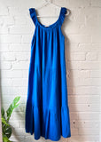 Cobalt Frill Shoulder Cheesecloth Dress