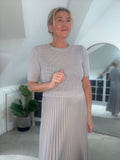 Grey/Silver Short Sleeve Pleated Jumper Dress