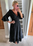 Black Broderie Anglaise Frill Sleeve Dress