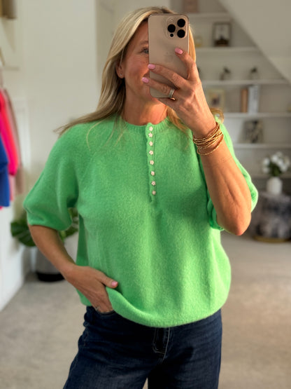 Butter Alpaca Mix Diamanté Button Jumper
