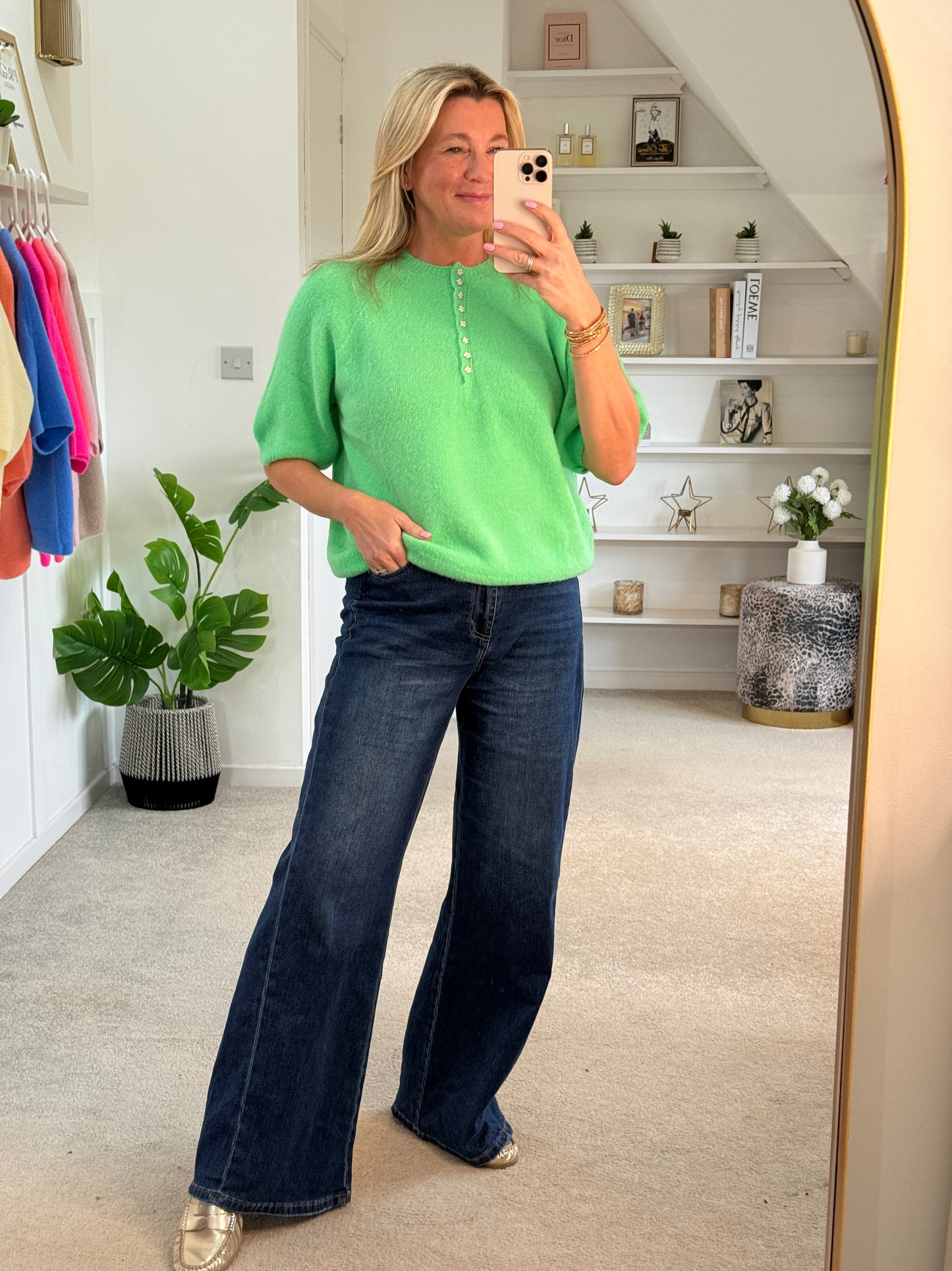Butter Alpaca Mix Diamanté Button Jumper