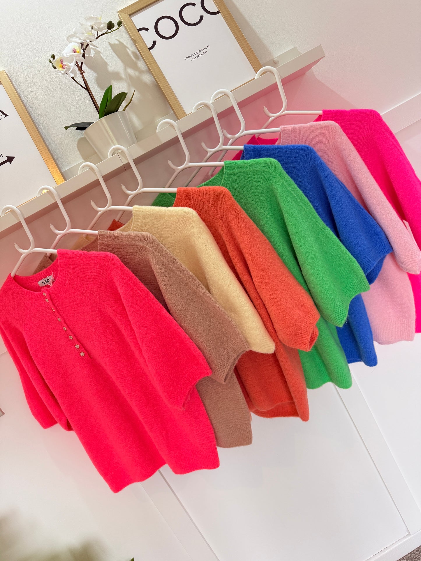 French Blue Alpaca Mix Diamanté Button Jumper