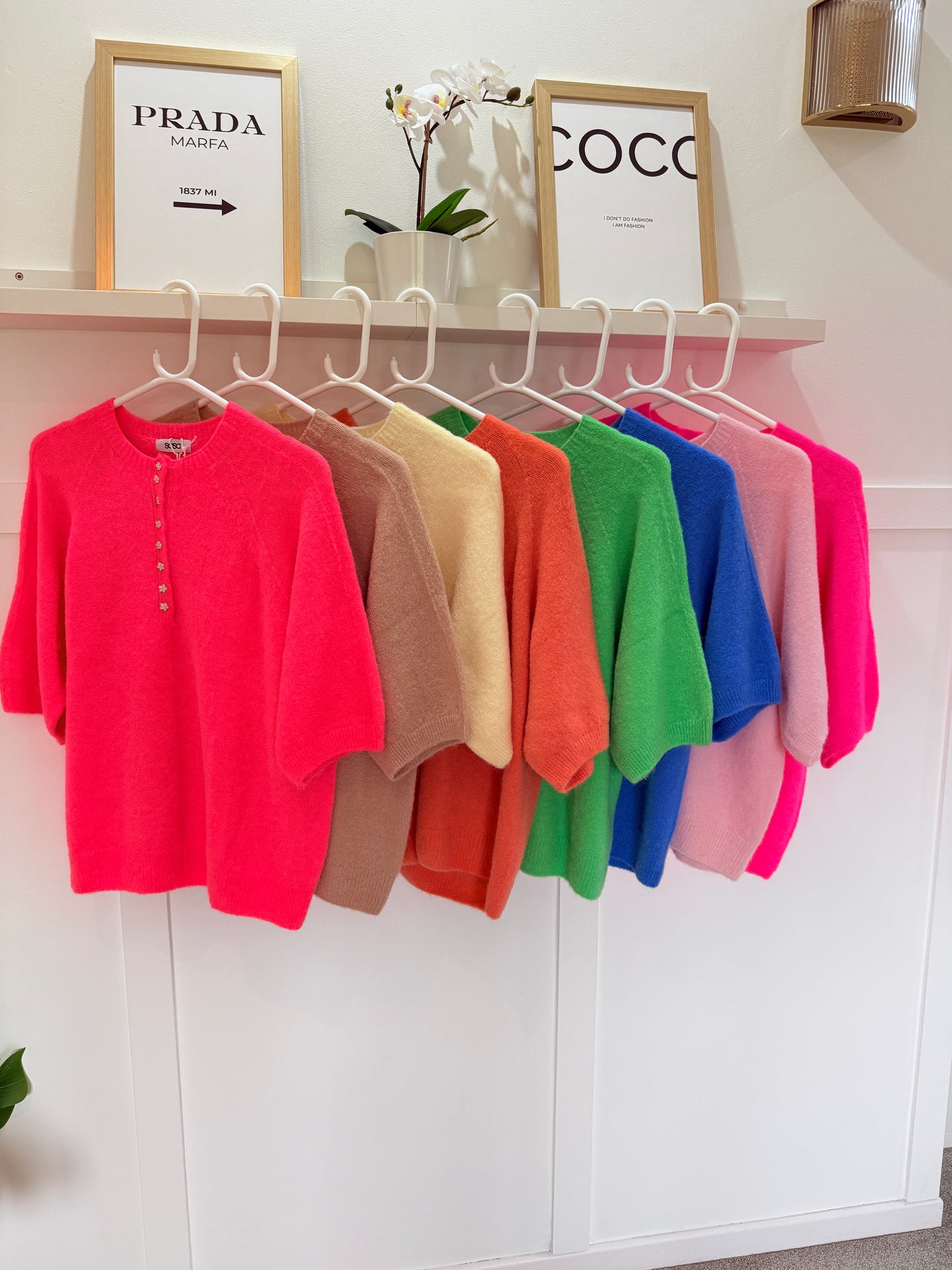 French Blue Alpaca Mix Diamanté Button Jumper