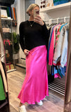 Hot Pink Silky Slip Skirt