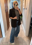 Black Tailored One Button Oversized Blazer