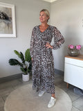 Leopard Print Long Sleeve Maxi Dress