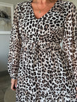 Leopard Print Long Sleeve Maxi Dress