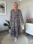 Leopard Print Long Sleeve Maxi Dress