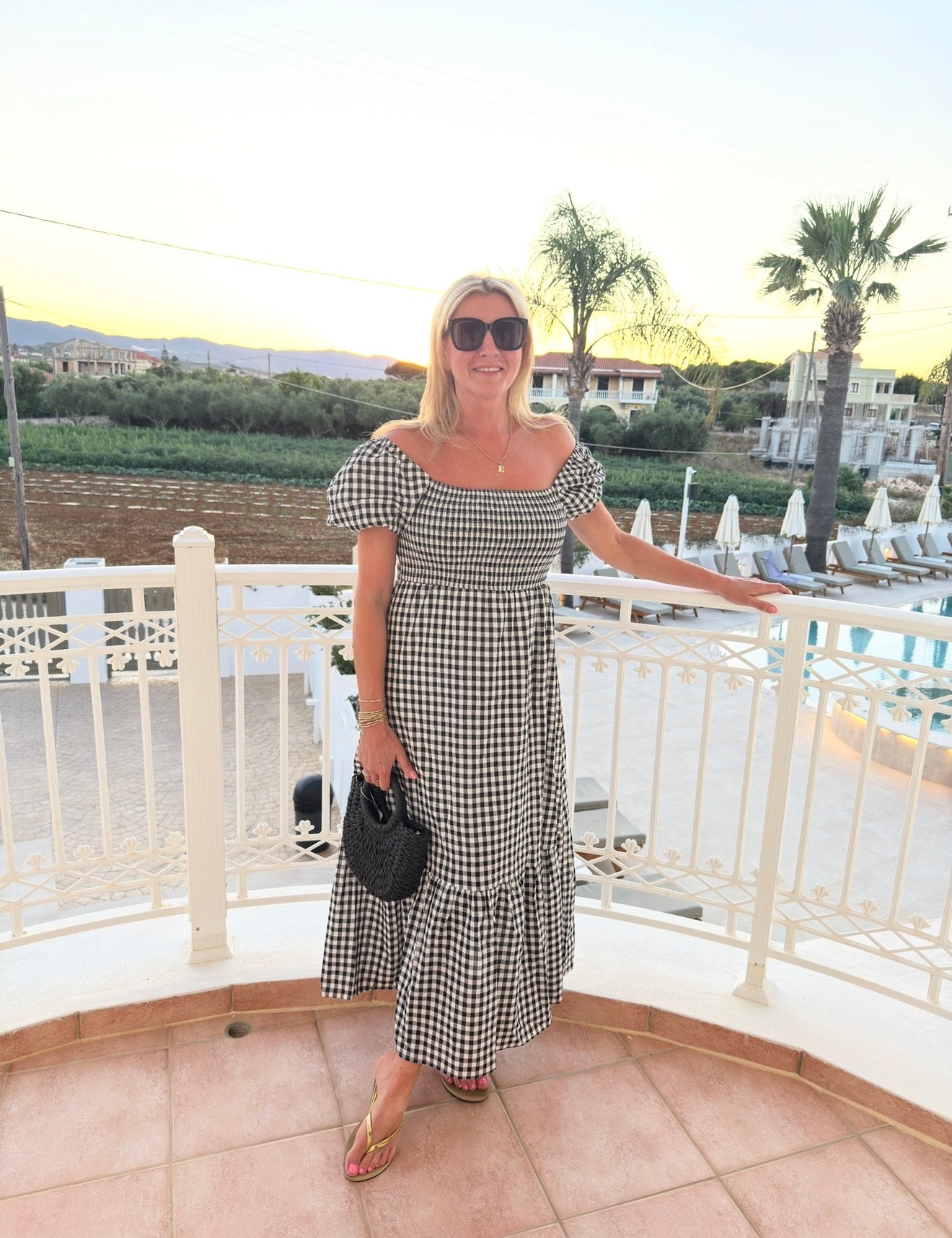 Navy Printed Scallop Detail Dress