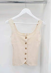Stone Scoop Neck Gold Button Waistcoat