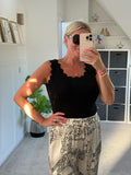 Black Scallop Edge Vest Top