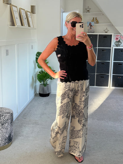 Katy Puma Print Wide Leg Trousers
