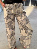 Katy Puma Print Wide Leg Trousers