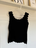 Black Scallop Edge Vest Top