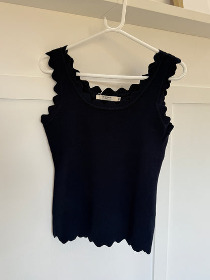 Black Scallop Edge Vest Top