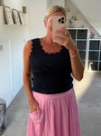 Navy Scallop Edge Vest Top