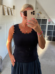 Navy Scallop Edge Vest Top