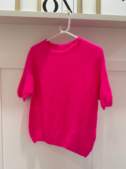 Neon Coral Fluffy S/S Jumper