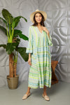 Green Aztec Print Short Cotton Dress