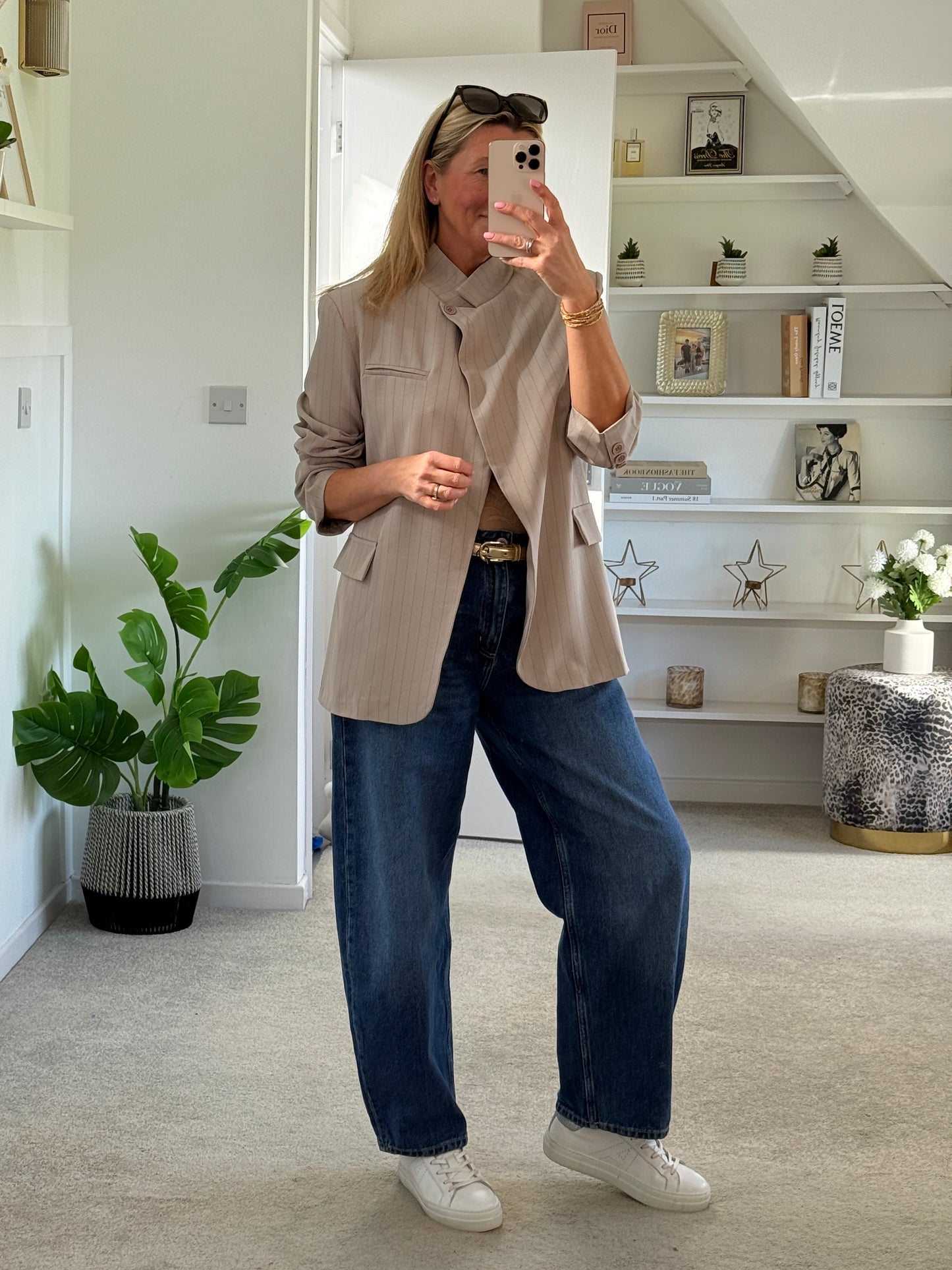 Navy Single Button Pinstripe Blazer