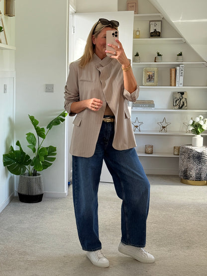 Navy Single Button Pinstripe Blazer