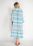 Blue Aztec Print Short Cotton Dress