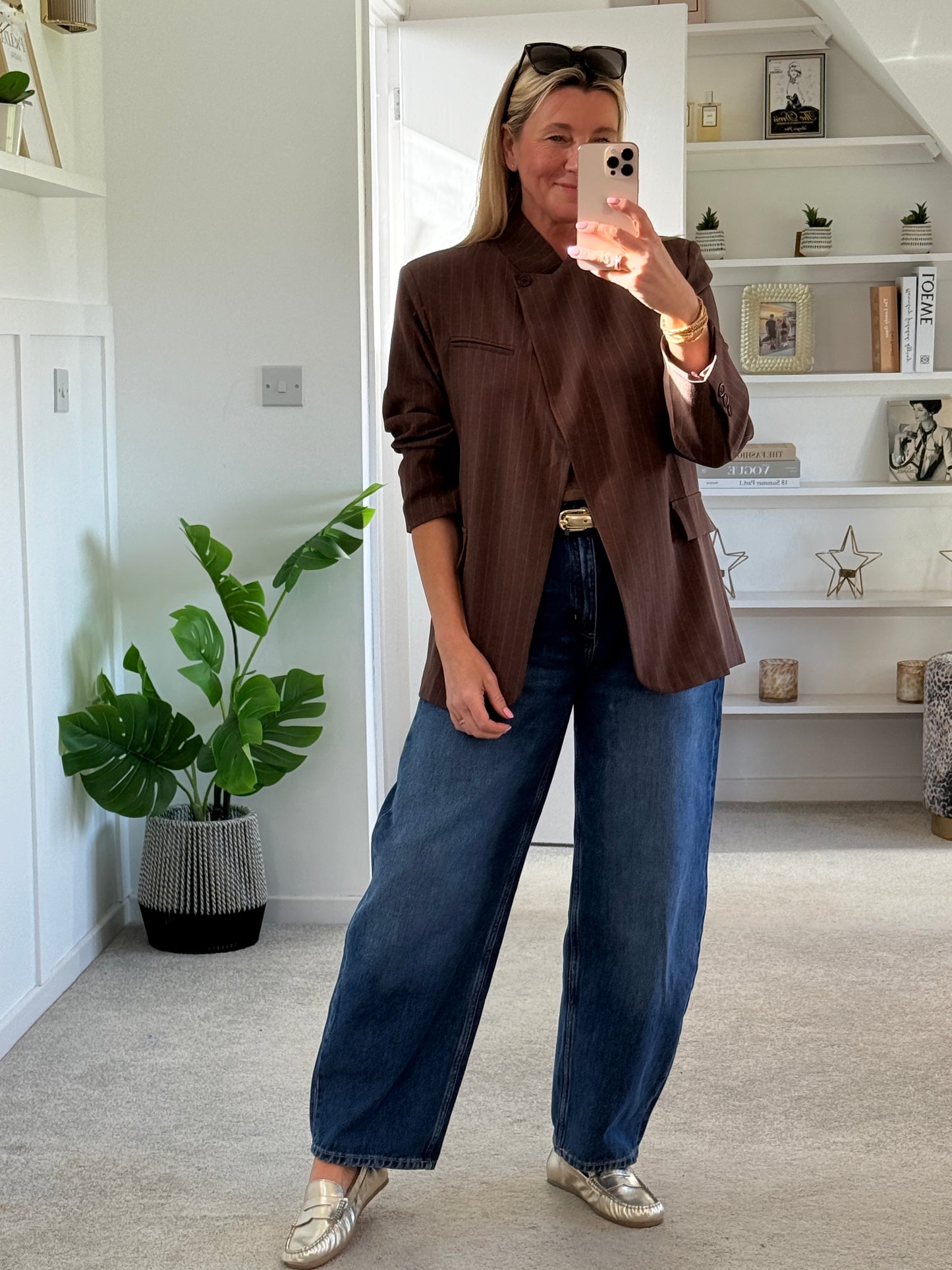 Navy Single Button Pinstripe Blazer