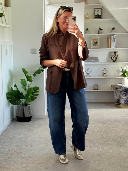 Navy Single Button Pinstripe Blazer