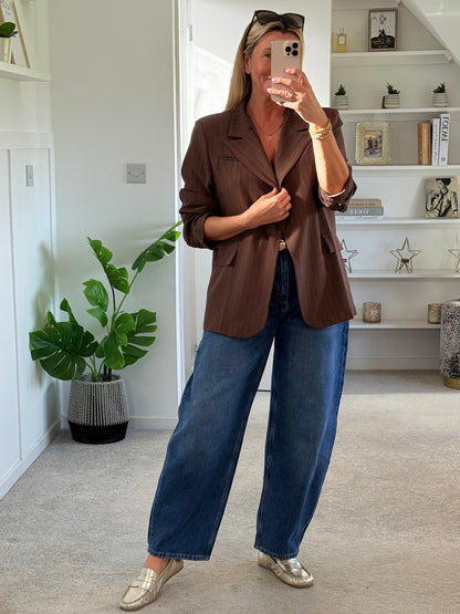 Navy Single Button Pinstripe Blazer