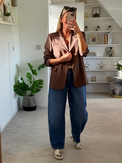 Navy Single Button Pinstripe Blazer