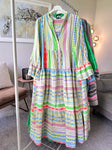 Khaki/Orange Aztec Print Maxi Cotton Dress