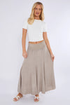 Navy Washed Linen Panel Skirt