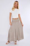 Navy Washed Linen Panel Skirt