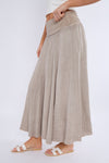 Navy Washed Linen Panel Skirt
