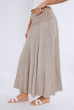 Navy Washed Linen Panel Skirt