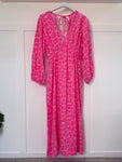 Neon Pink Large Leopard Cheesecloth Dress