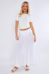 Navy Washed Linen Panel Skirt