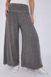 Mocha Washed Linen Wide Leg Trousers