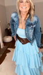 Powder Blue Ruffle Bandeau Dress
