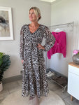 Leopard Print Long Sleeve Maxi Dress