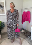 Leopard Print Long Sleeve Maxi Dress