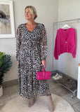 Leopard Print Long Sleeve Maxi Dress