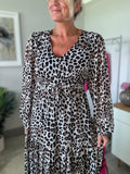 Leopard Print Long Sleeve Maxi Dress