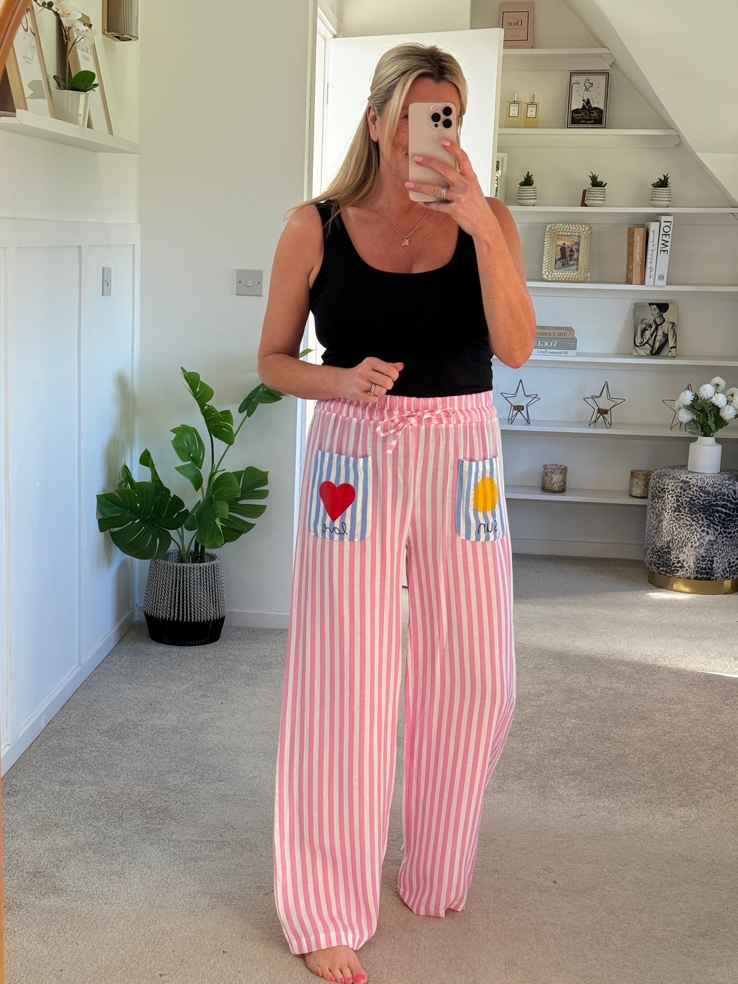 Blue Candy Stripe Linen Mix Trousers